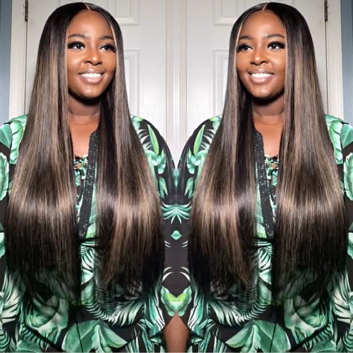 Highlight Gold Sand Straight 4x4/13x4  Lace Closure/Frontal Transaparent  HD Lace Wigs Pre-plucked with Baby Hair