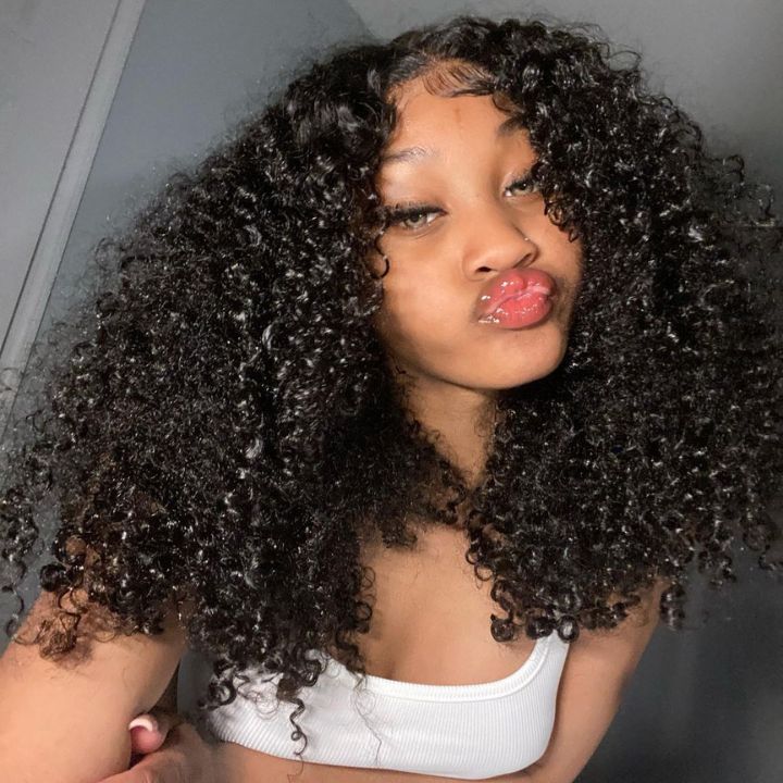 300% Density Bold Bounce Thick Fluffy  Curly Human Hair Wigs Glueless Lace Closure Wig-Amanda Hair