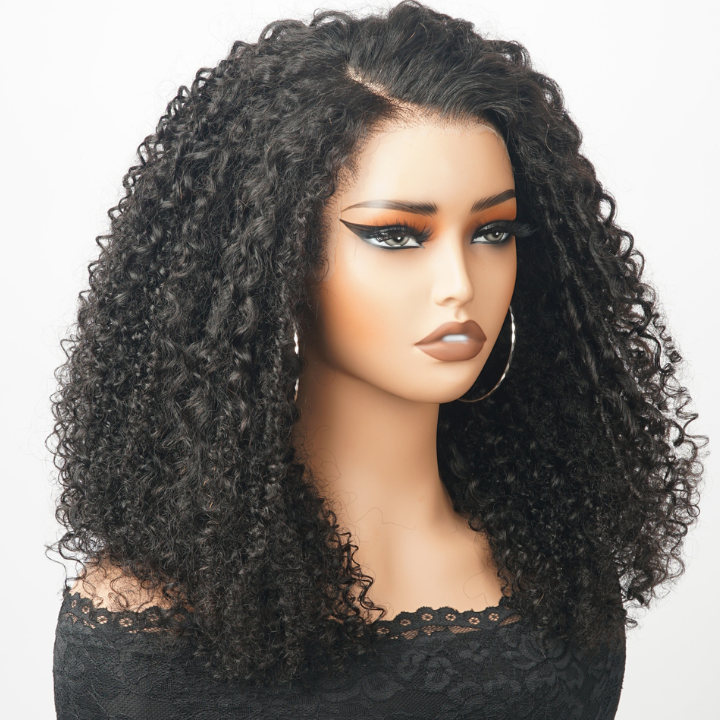 Glueless Fluffy  Afro Curly  Lace Front Wig 100% Human Hair - Clear Transparent Lace Front/Closure Human Hair Wig- Amanda Hair