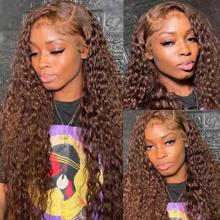 Weekend Flash Sale Chestnut Deep Wave HD Lace Wigs Deep Hairline 100% Human Hair Transparent Lace Front Wigs-Amanda Hair