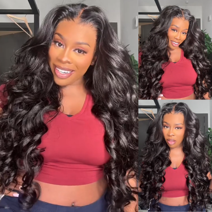 Flash Sale Buy 2 Get 1 Free Glueless Loose Wave Lace Front Wigs with Curtain Bangs 180%/250% Density