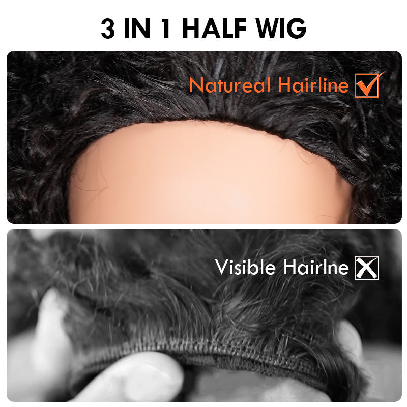 Extra 60% OFF| 3 In 1 Half Wig Kinky Curl Wear & Go Drawsting Band No Glue Need Coily Curl Flip Over Wig Beginner Friendly Flash Sale