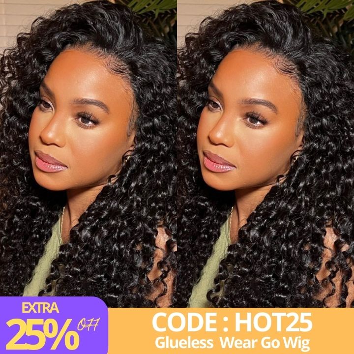 Human Hair Curly HD Transparent Front Lace Wigs Glueless Real Hair Closure Wigs-AmandaHair