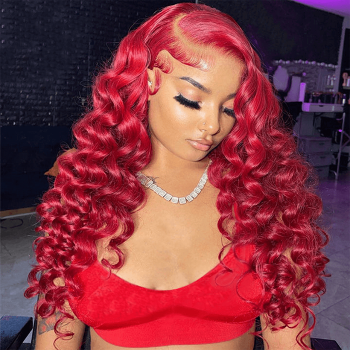 Flash Sale Buy 2 Get 1 Free Burgundy Lace Front Wig 99J Red Wand Curly Human Hair Wigs Colored HD Transparent Preplucked Red Wine Hair Wig-Amanda Hair