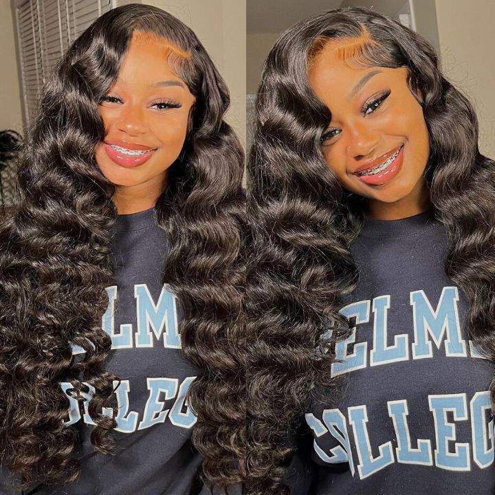 Glueless Loose Wave Wigs Virgin Human Hair 5*5/13*4 HD Lace Front Wig Pre Plucked Hairline - Amanda Hair