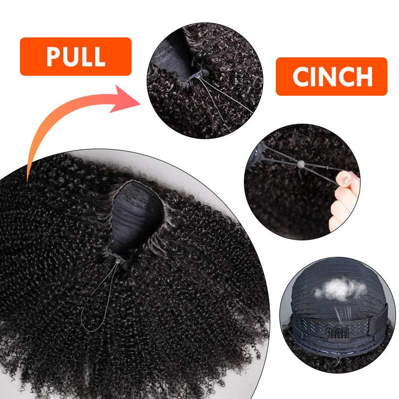 Extra 60% OFF| 3 In 1 Half Wig Kinky Curl Wear & Go Drawsting Band No Glue Need Coily Curl Flip Over Wig Beginner Friendly Flash Sale