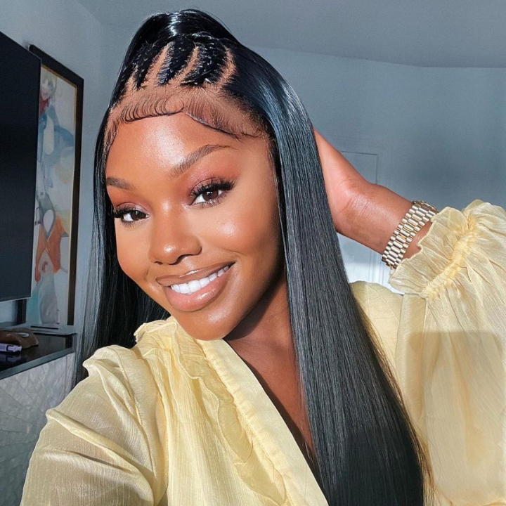 Amandahair Long Straight Hair Invisible HD Transparent Glueless Lace Wigs Pre Plucked Melted Match All Skin Color