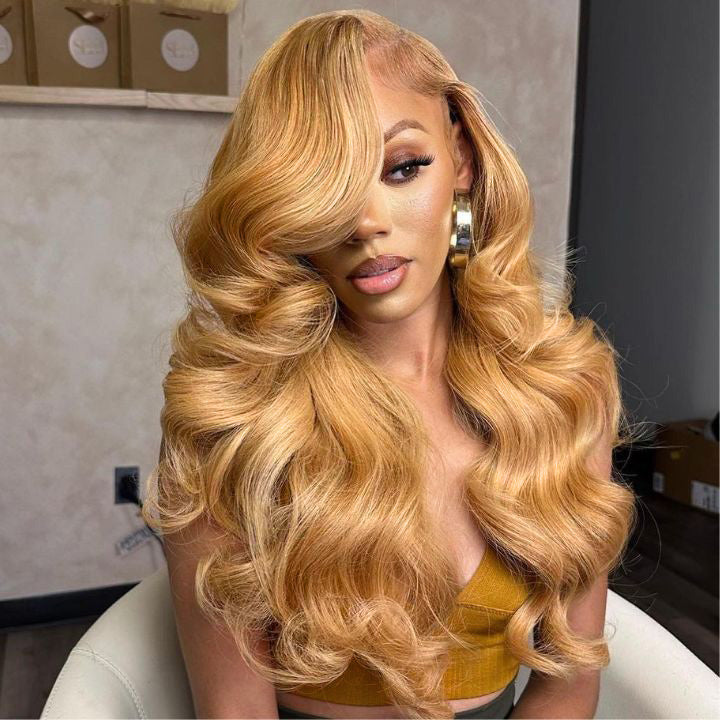 Honey Blonde Body Wave / Layer Straight #27 Color 13*4 Lace Front Human Hair Wigs for Women-Amanda Hair