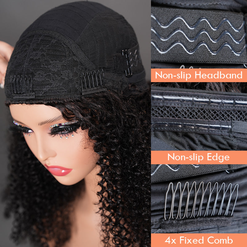 Extra 60% OFF| 3 In 1 Half Wig Kinky Curl Wear & Go Drawsting Band No Glue Need Coily Curl Flip Over Wig Beginner Friendly Flash Sale