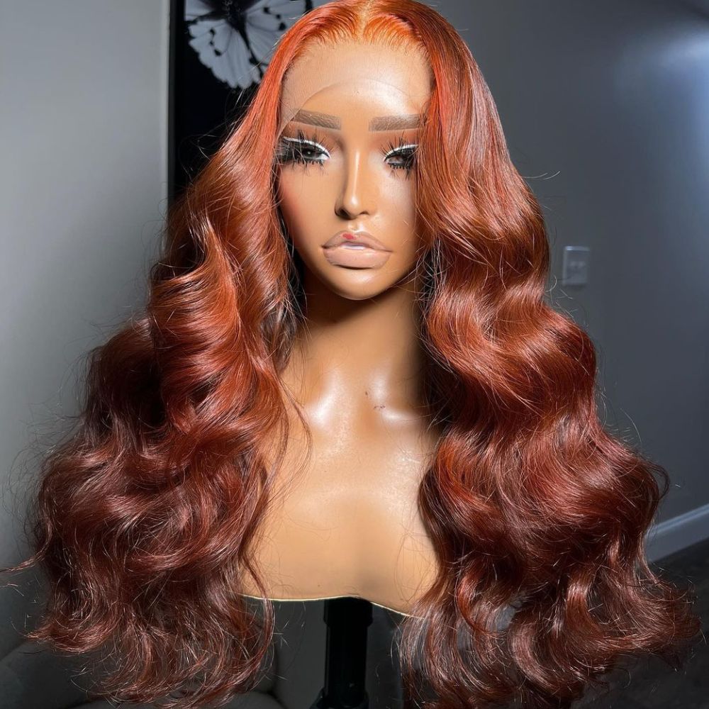 Flash Sale Extra 50% Off Code: VIP50 ,Money Piece Highlight Light Orange Transparent Lace Front Human Hair Wigs Body Wave 13x4/4x4 Lace Color Wig-Amanda Hair