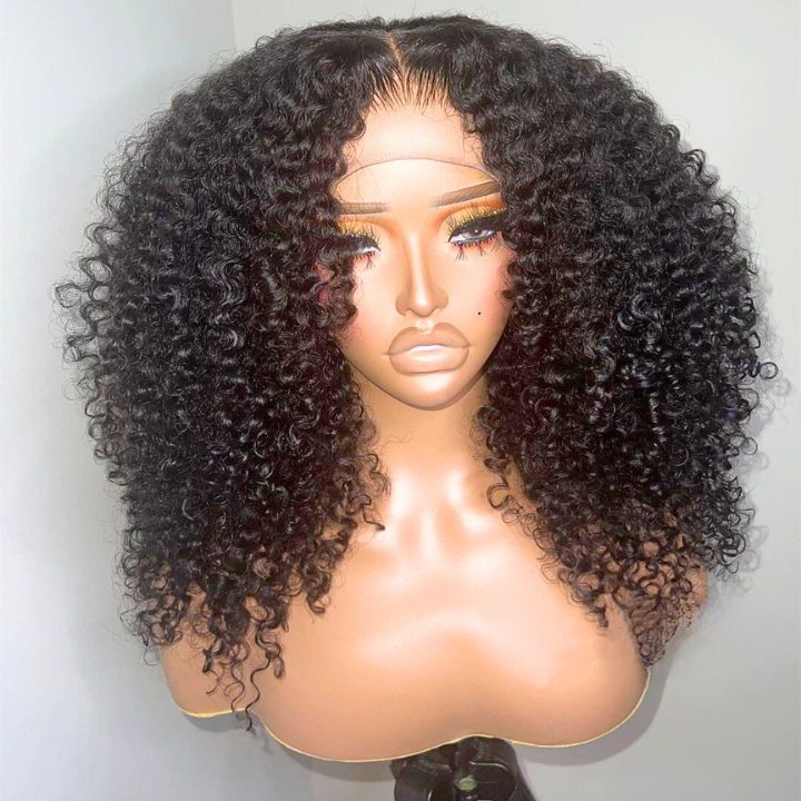 24H Fast Shipping Glueless Thick Fluffy Afro Curly Human Hair Bob Wigs 13*4/4*4 Invisible Lace Wig For Women No Code Needed -Amanda Hair