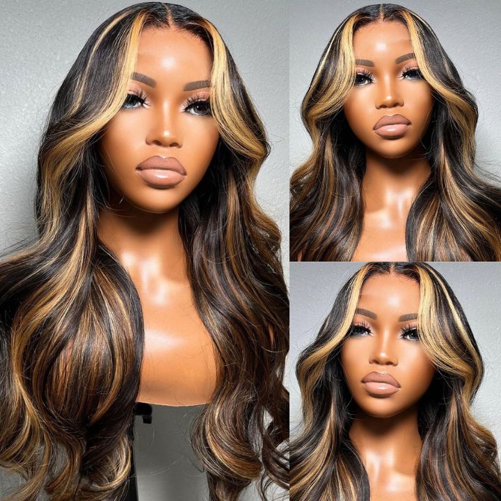 High Density Money Piece Highlight Blonde Body Wave HD Lace Wigs-Clearance Flash Sale