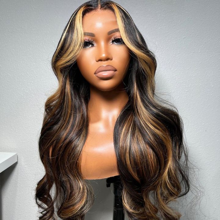 High Density Money Piece Highlight Blonde Body Wave HD Lace Wigs-Clearance Flash Sale
