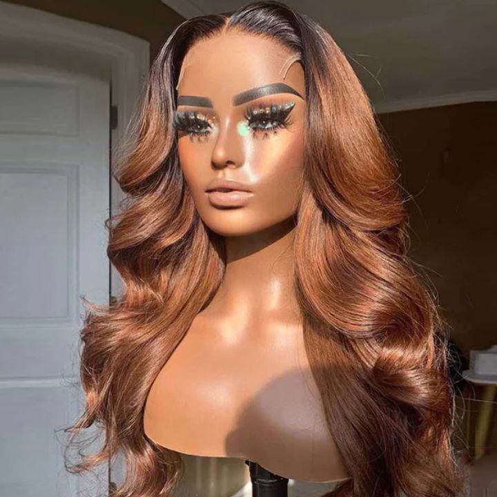 Amanda Pre Plucked 1B/30 Ombre Blonde Color Straight Human Hair 13x4 Lace Front Wigs 150% Desnsity