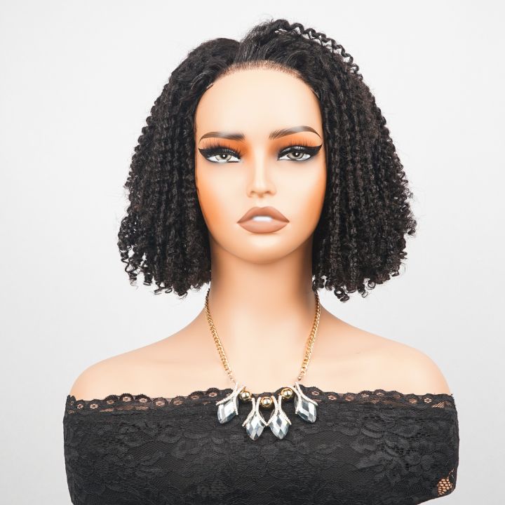 Sunshine Chic Short Small Cut Curly Transparent Glueless Lace Bob Wigs Brazilian Human Hair Pre Plucked Hairline Nature Color -Amanda Hair