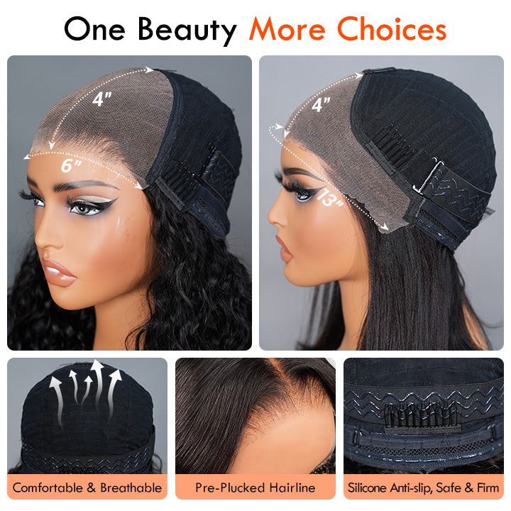 Put On and Go Glueless  Blonde Highlights on Luxurious Lace Frontal Deep Curly Wave Wig - Clear Transparent Lace Front/Closure Wig Same Price as Tiktok Flash Sale - Amanda Hair