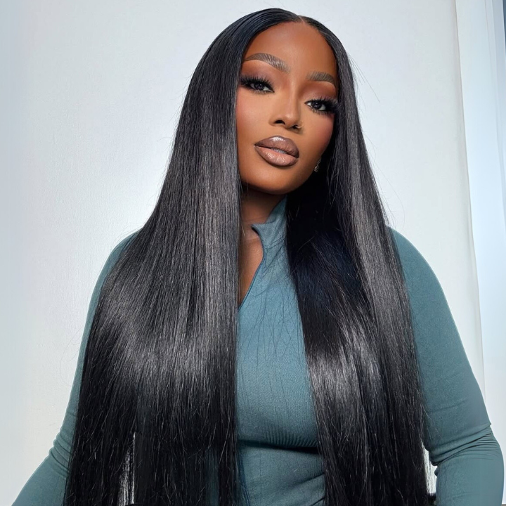 Glueless Lace Silky Long Straight Wigs Clear Transparent Lace Frontal Human Hair Wig-Amanda Hair