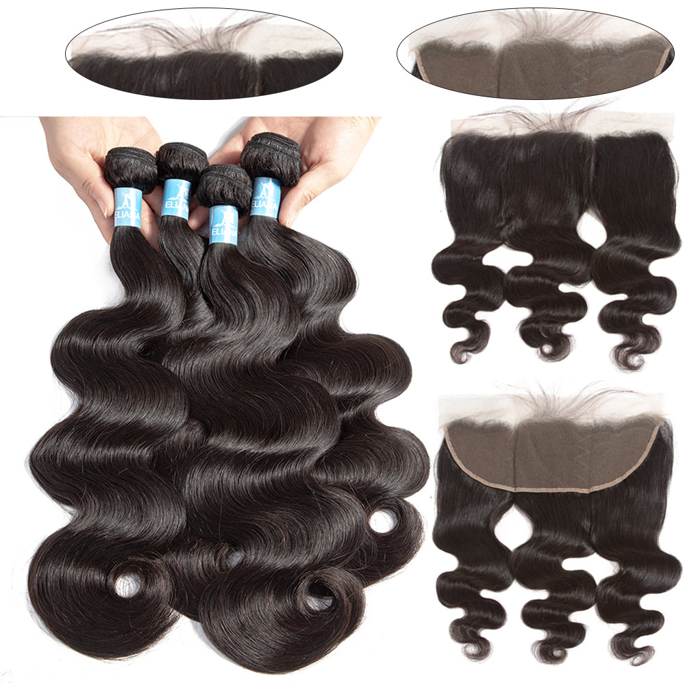 Amanda Hair Peruvian Body Wave 4 Bundles With 13*4 Lace Frontal 9A Grade 100% Unprocessed Human Hair
