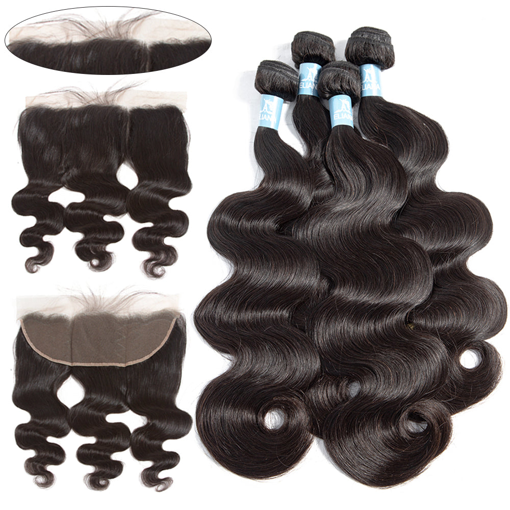 Amanda Hair Indian Body Wave 4 Bundles With 13*4 Lace Frontal 9A Grade 100% Unprocessed Human Hair