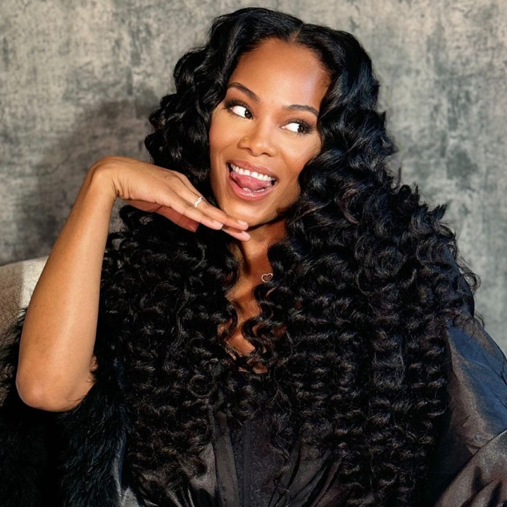 Glueless Loose Deep Wave Human Hair Clear Transparent Lace Front/Closure Wig Natural Black  - Amanda Hair