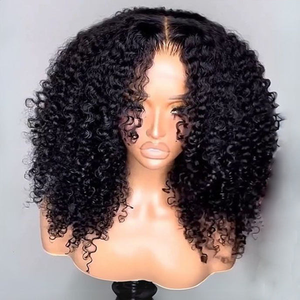 Amanda Glueless Thick Fluffy Afro Curly Human Hair Bob Wigs 7x5 / 13x4 Invisible Lace Wig For Women No Code Needed