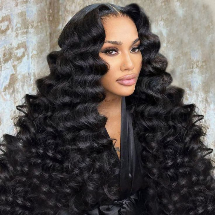 Glueless Loose Deep Wave Lace Wig Pre Cut Lace with Natural Hairline Mini Knots  Human Hair Clear Transparent Lace Front/Closure Wig - Amanda Hair