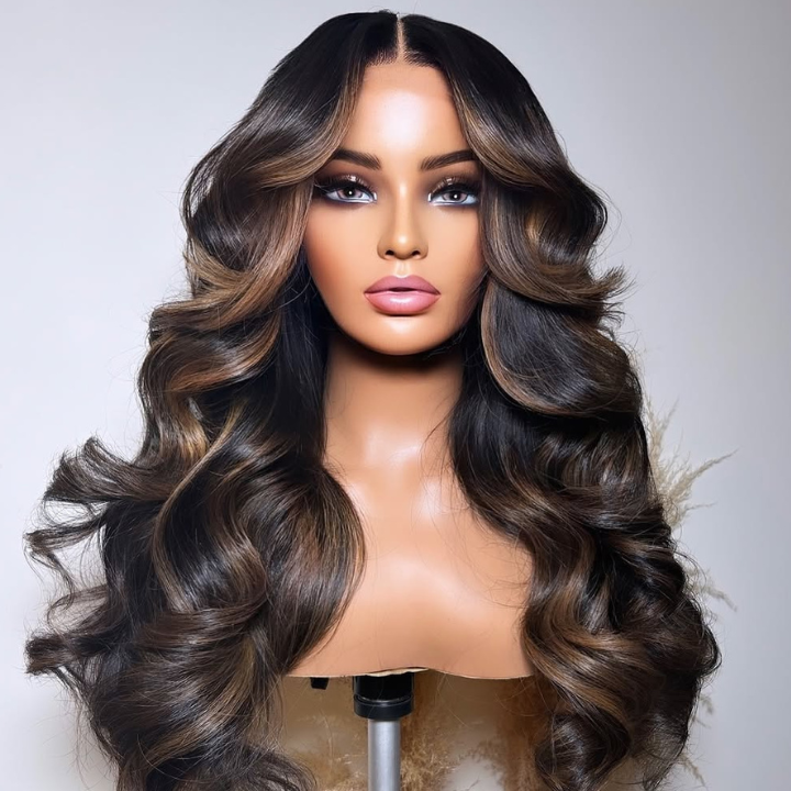 Highlight 1B/30 Colored Loose Wave Glueless Lace Front Wigs Human Hair