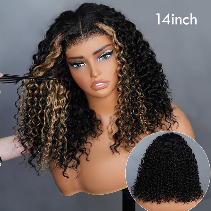 Bogo Flash Sale: 28" Blonde Highlights 6*4 Lace Wig+14" 3-in-1 Half Wig