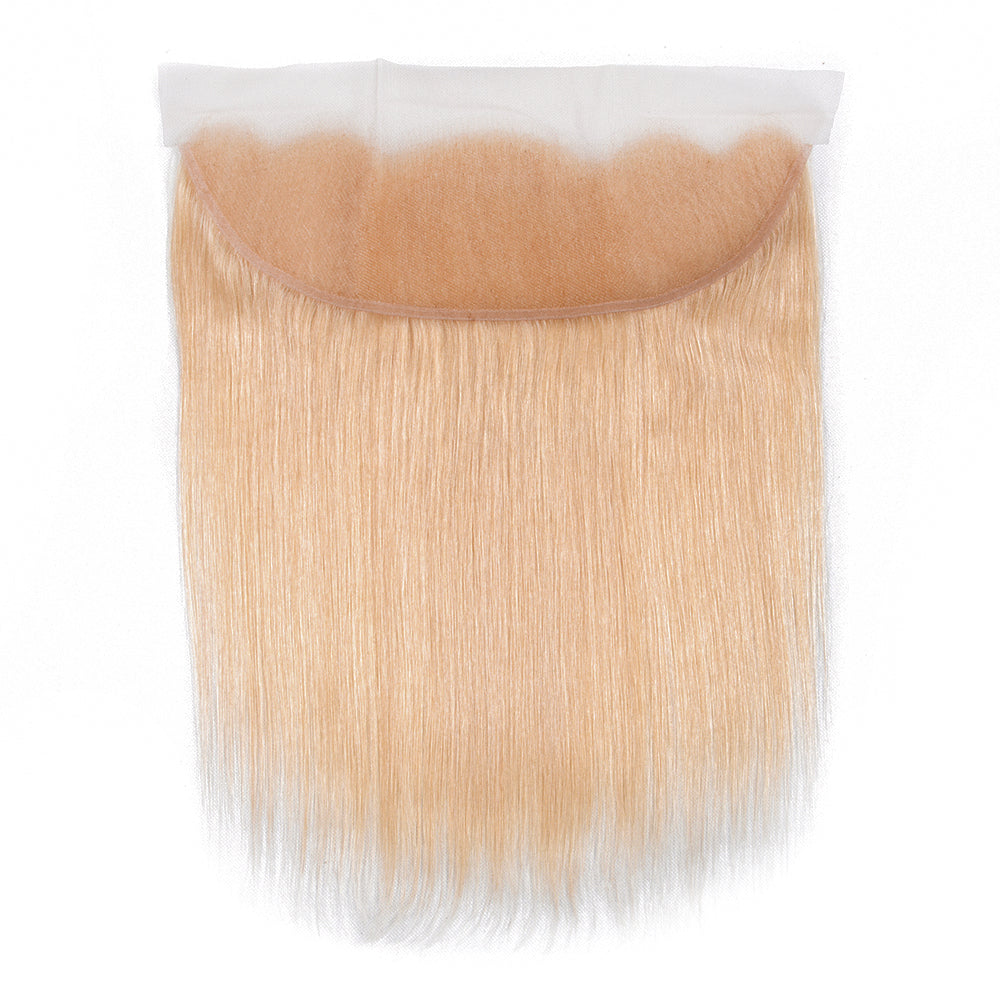 Colored Bundles With Frontal 13*4 Lace 613 Golden Silk Straight 100% Human Hair Blonde Hair - Amanda Hair