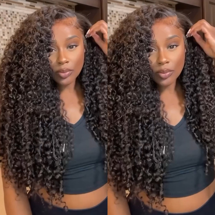 Glueless Curly with Passion Twists Hair End Lace Wig Pre Cut Lace with Natural Hairline Mini Knots  Human Hair Clear Transparent Lace Front/Closure Wig - Amanda Hair