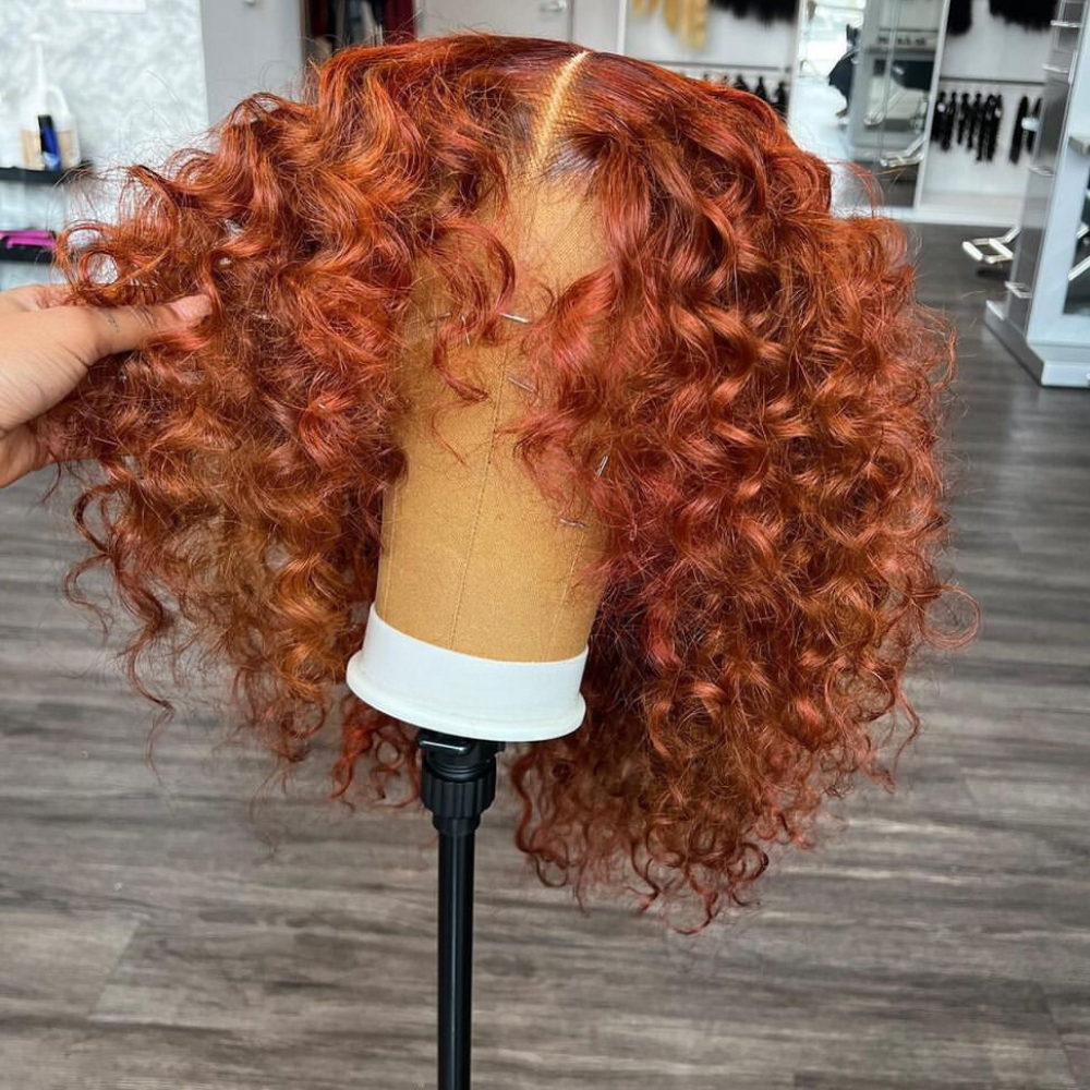 Amanda Ginger 13X4/4x4 Curly Glueless Lace Front Human Hair Wigs For Women No Code Needed Flash Sale