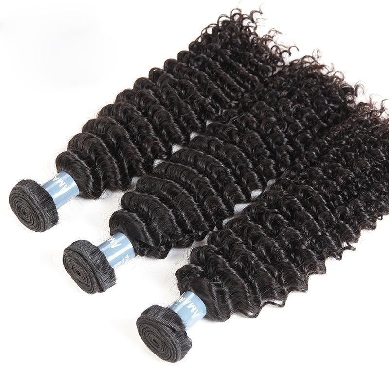 Brazilian Hair Kinky Curly 4 Bundles With 13*4 Lace Frontal 9A Grade 100% Unprocessed Human Hair- Amanda Hair