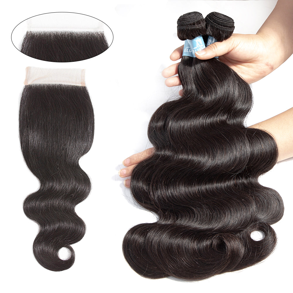 Body Wave Brazilian Hair 3 Bundles With 4*4 Lace Closure 9A Grade 100% Unprocessed Human Hair - Amanda Hair