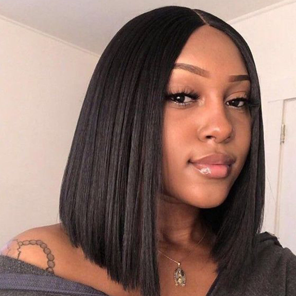 Straight Hair Short Bob T Part Lace Frontal Wig-Amanda  Hair