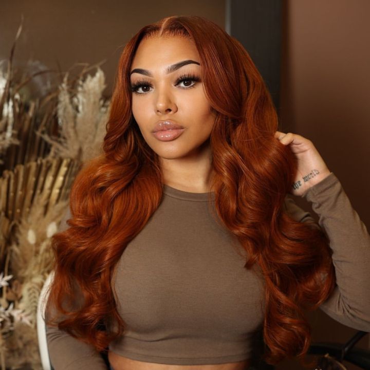 Dark Ginger Brown Full Density Glueless Lace Closure/Front Colored Straight Wig- Amanda Hair