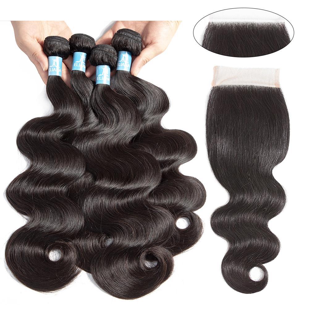 Amanda Hair Malaysian Body Wave 4 Bundles With 4*4 Lace Closure 9A Grade 100% Unprocessed Human Hair