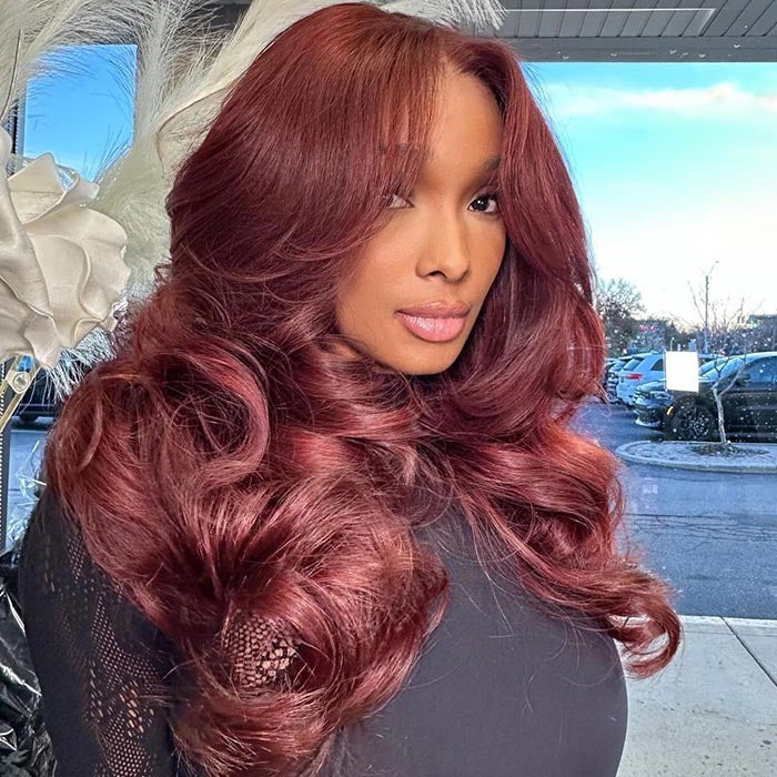 Easy on & Go Reddish Brown Loose Wave Glueless 7×5 Lace Closure Wig Flash Sale
