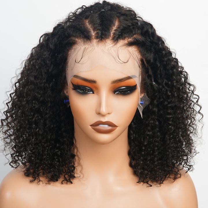 Extra 60% OFF | Braided Kinky curly Hair 13x6  Transparent HD Lace Front Wig Glueless Long Wigs Real Human Hair Wigs For Women-Amanda Hair  Flash Sale