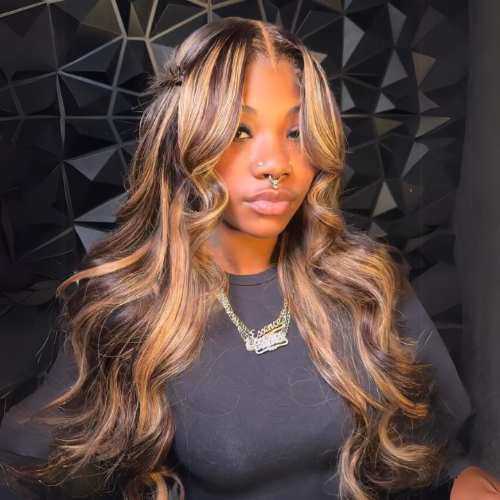 Body Wave Lace Frontal Wigs Highlight Piano Color 13*4 HD Lace frontal Human Hair Wig-Amanda Hair