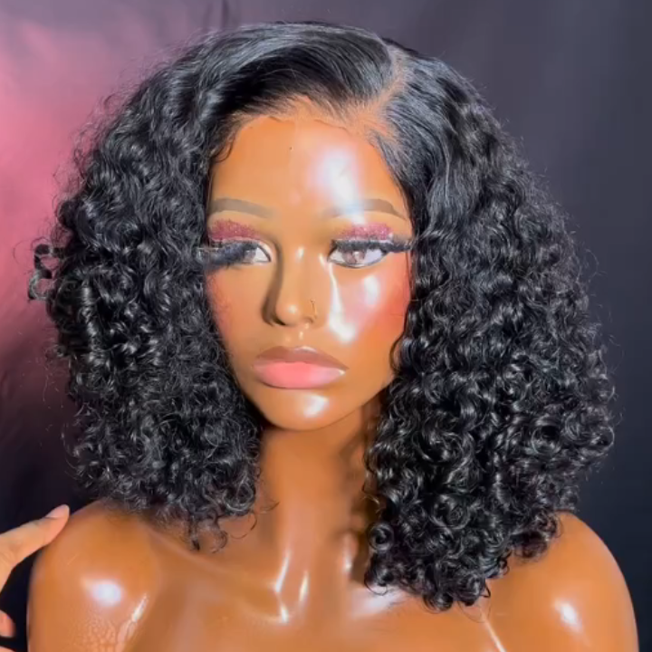 Glueless Short Gorgeous Natural Coily Curl Bob Wig 13*4 Brazilian Human Hair Lace Wig No Code Needed Amanda Hair