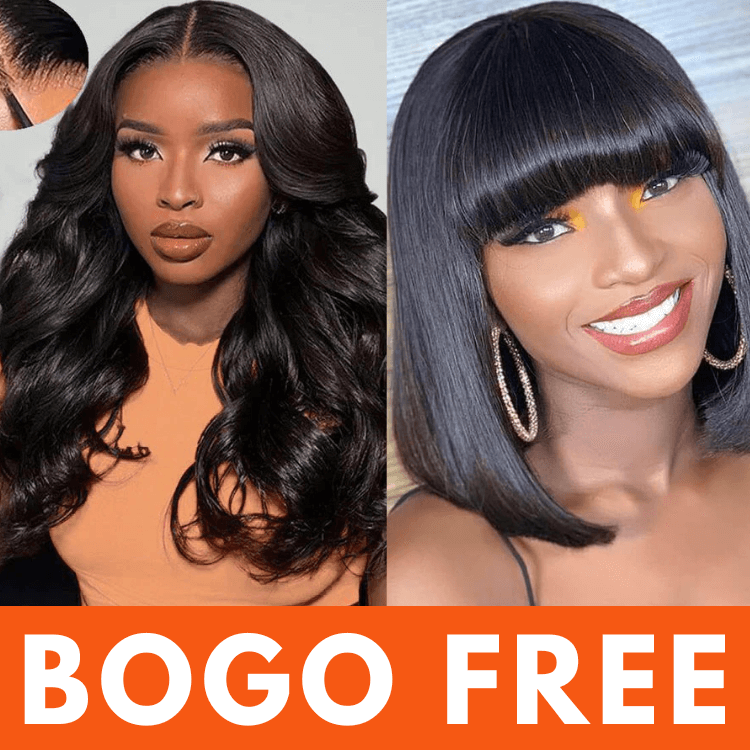 Bogo Flash Sale: 30" Loose Wave 6*4 Lace Wig+10" Bob Wig with Bangs