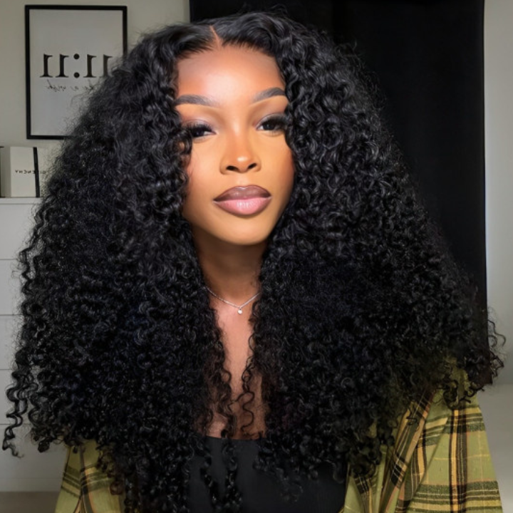 Amanda Glueless Luxurious  Afro Curly Behind Hairline Lace Front Transparent Lace 100% Human Hair Wig