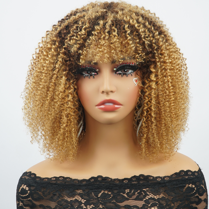 Glueless Brown Ombre Golden  6x4/13x4 Lace Front Curly  Wigs  Human Hair Undetectable Clear Transparent