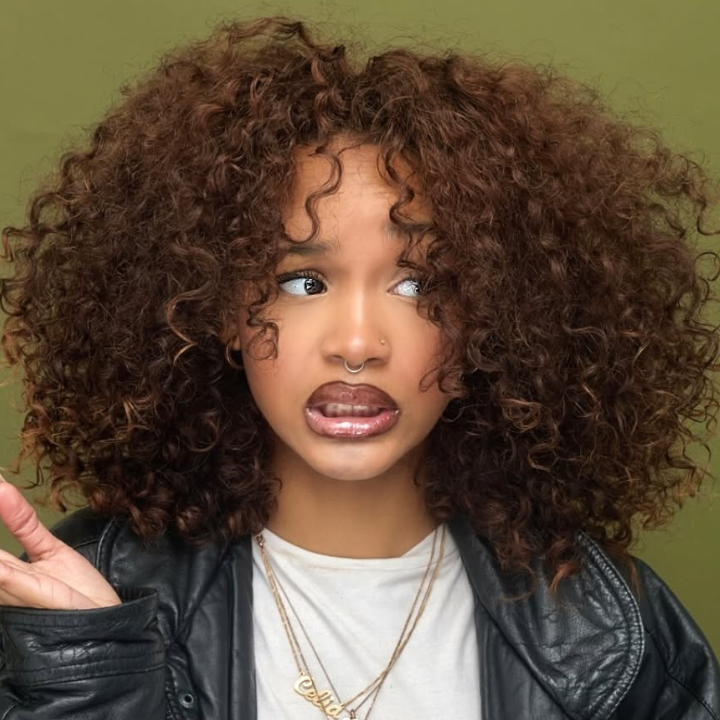 Glueless Lace Afro Curly Short Dark Root to Brown Colored Wig 100% Human Hair - Clear Transparent Lace Front/Closure Human Hair Wig- Amanda Hair