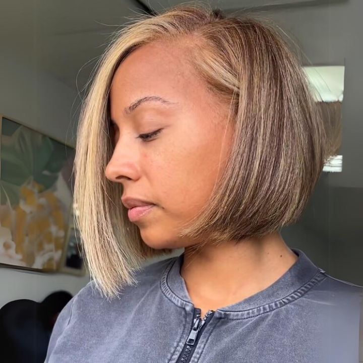 Highlight Golden Mix Brown Stacked Shapes Brazilian Short Bob Straight Glueless Lace Wigs Transparent Lace Frontal Wig Glueless Lace Wigs No Code Needed -Amanda Hair Clearance Flash Sale