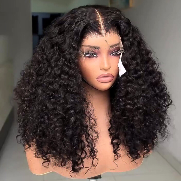 Glueless Deep Wave Curly Lace Front Wig 100% Human Hair - Clear Transparent Lace Front/Closure Human Hair Wig- Amanda Hair