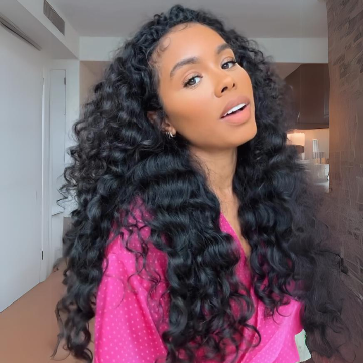 Glueless Deep Wave Lace Wig with Natural Hairline Mini Knots  Human Hair Clear Transparent Lace Front/Closure Wig - Amanda Hair