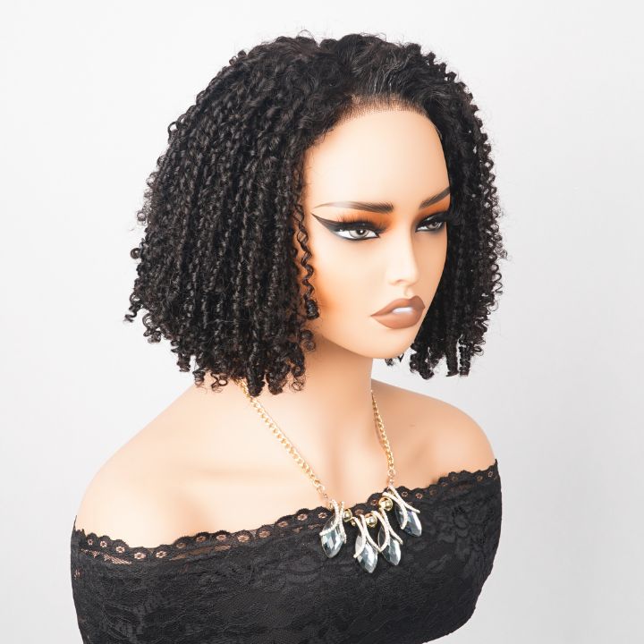 Sunshine Chic Short Small Cut Curly Transparent Glueless Lace Bob Wigs Brazilian Human Hair Pre Plucked Hairline Nature Color -Amanda Hair