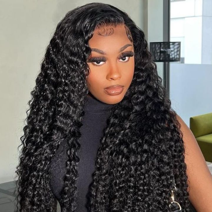 Deep Wave 13*4 Transparent Lace Frontal Best Glueless Wigs Curly Natural Hair-Amanda Hair