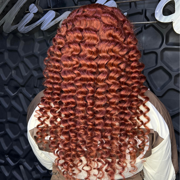 Copper Brown Spanish Curly Tranparent Lace Wigs Deep Hairline 100% Human Hair Auburn / Reddish Brown Lace Front Wigs-Amanda Hair